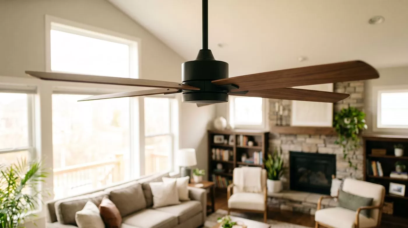 Modern ceiling fan installed in a Twin Cities living room