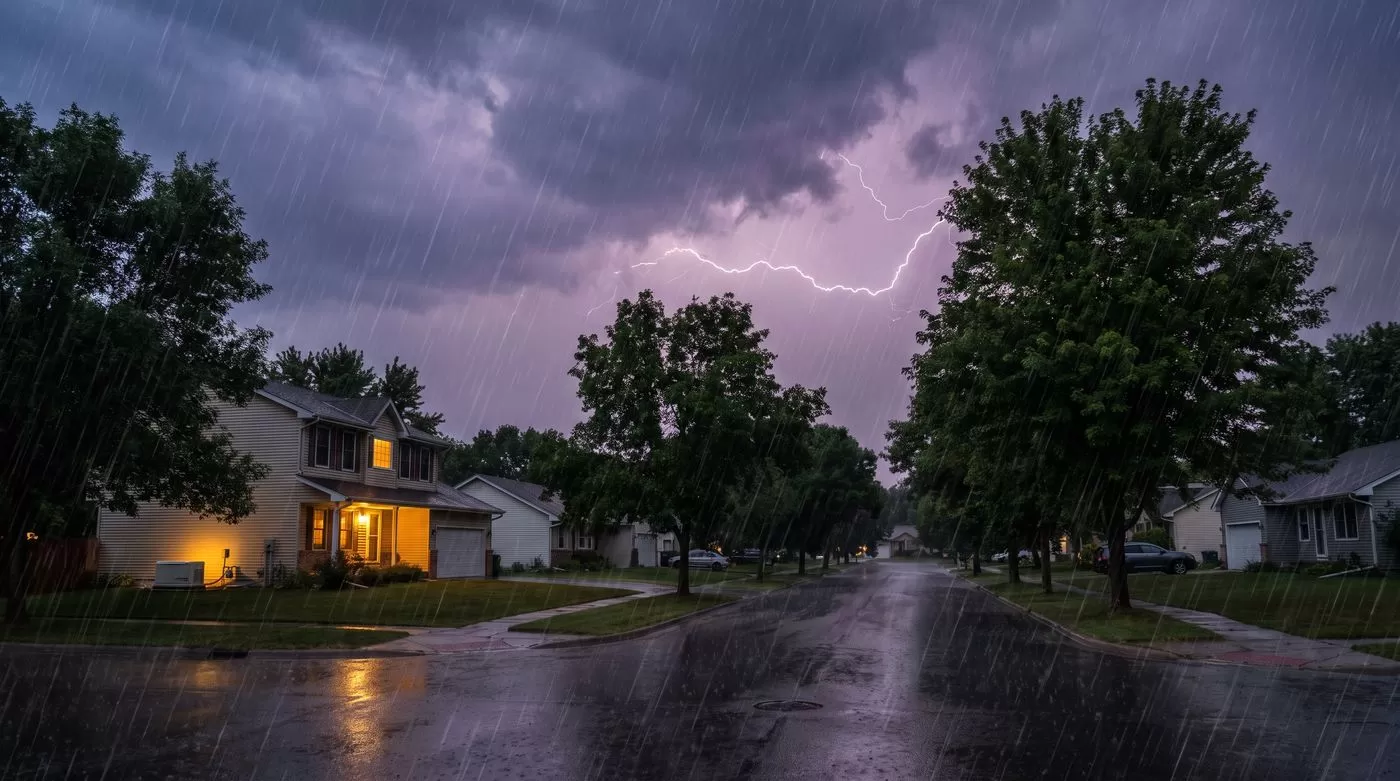 Twin Cities neighborhood in a storm with one home on backup power